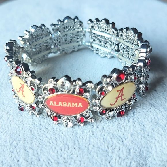 Crimson Tide Stretch Bracelet Fan pride Alabama Football bracelet - Picture 1 of 4